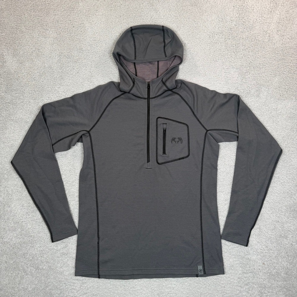 KUIU PRO Merino 200 Zip Hoodie Mens Small Gray Nuyarn Wool Hunting Mid Layer